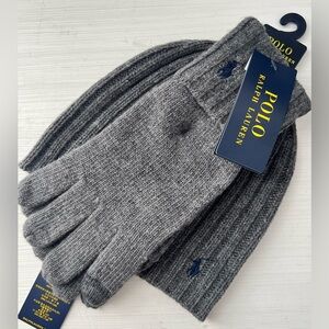Polo by Ralph Lauren Gray Knit Gloves + hat